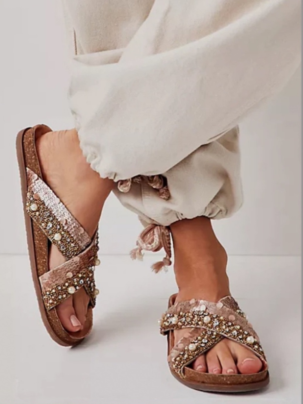 Free People Moon Child slides 37 New. Size 7 - Picture 1 of 5